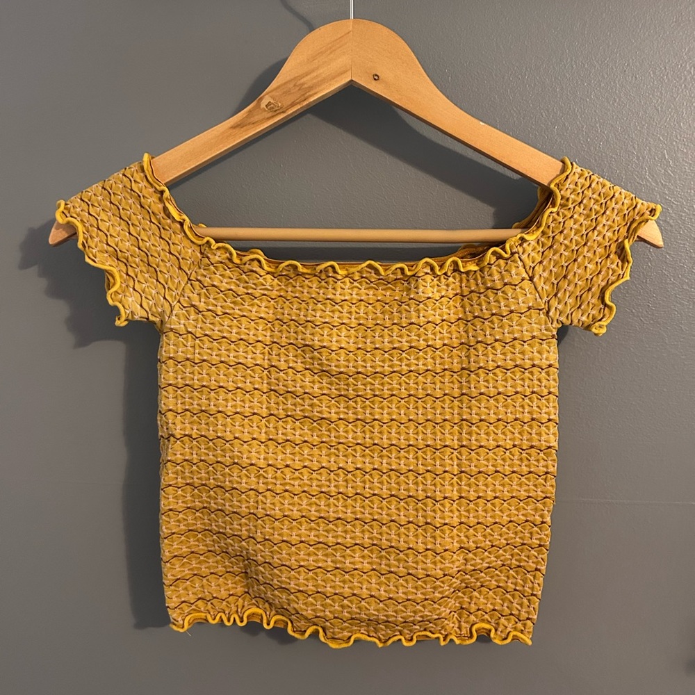Aeropostale Yellow Off the Shoulder Crop Top
